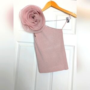 ✨HOST PICK✨ Zara Blush Pink One-Shoulder Top with Floral Accent